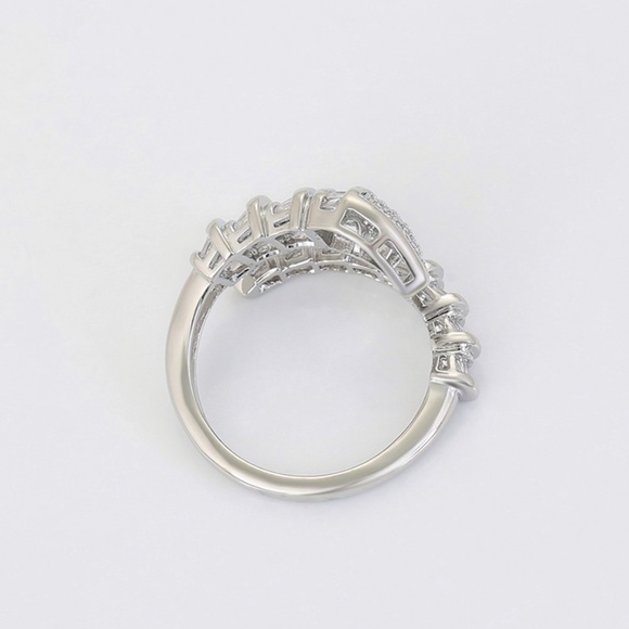 Snake Ring Adjustable Ring Platinum Plated Baguette Stone Ring - Picture 6 of 10